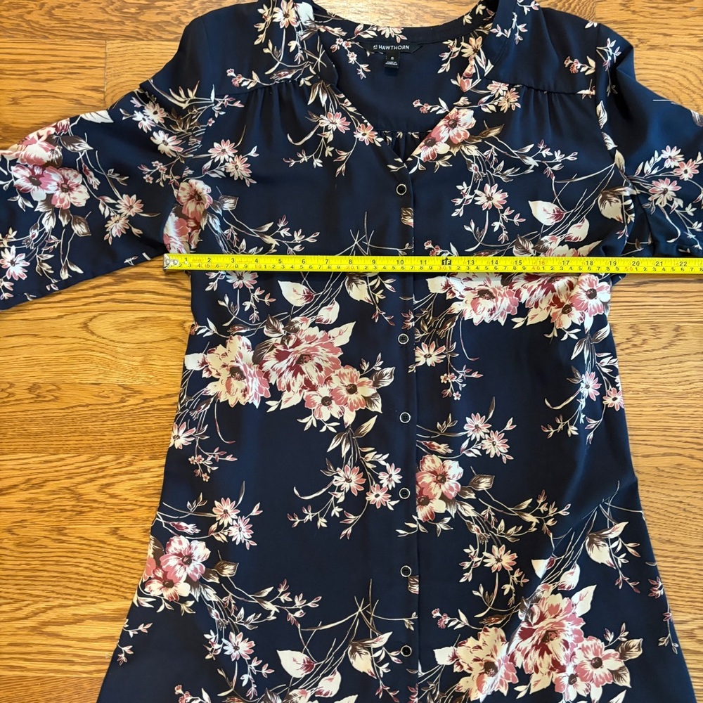 41 Hawthorn Navy Floral shirt dress - Picture 2 of 6